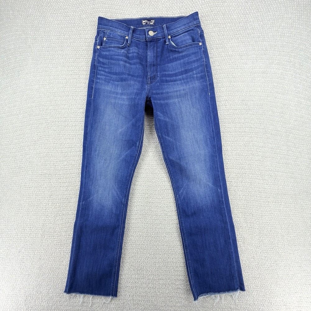 MOTHER Jeans Womens 26 Squeeze It Mid-Rise Dazzler Crop Fray Raw Hem Denim
